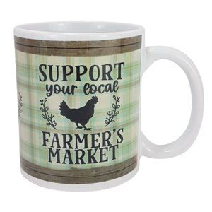 Vintage Statement Mug Teacup Support Your Local Farmers Market Graphic Quote